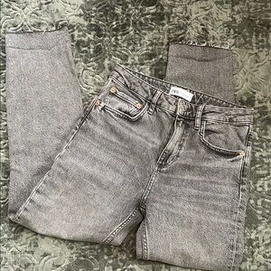 Zara Gray Straight Leg Jeans Classic Style